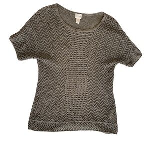 Chico’s Olive Green Mesh Top Womens Size 2 Y2K Grunge Fairycore Boho Whimsigoth